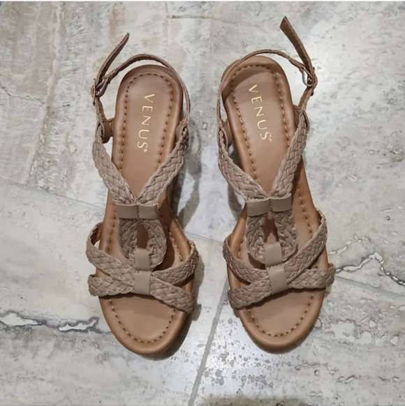 NEW Braided Strappy Cork Wedge Sandles - Picture 5 of 6